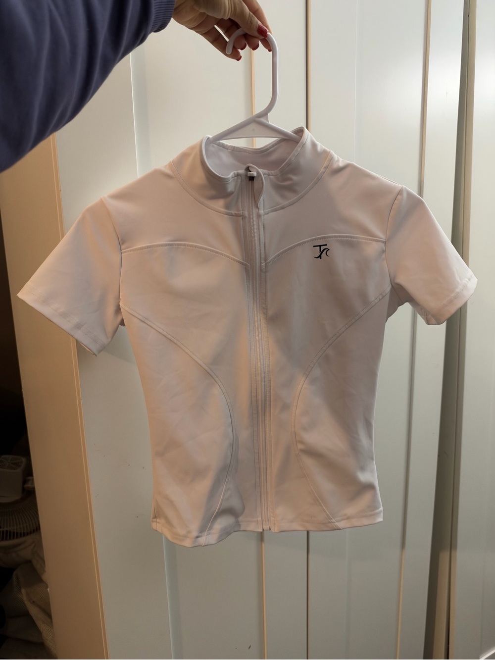 White Short-Sleeve Zip-Front Active Jacket